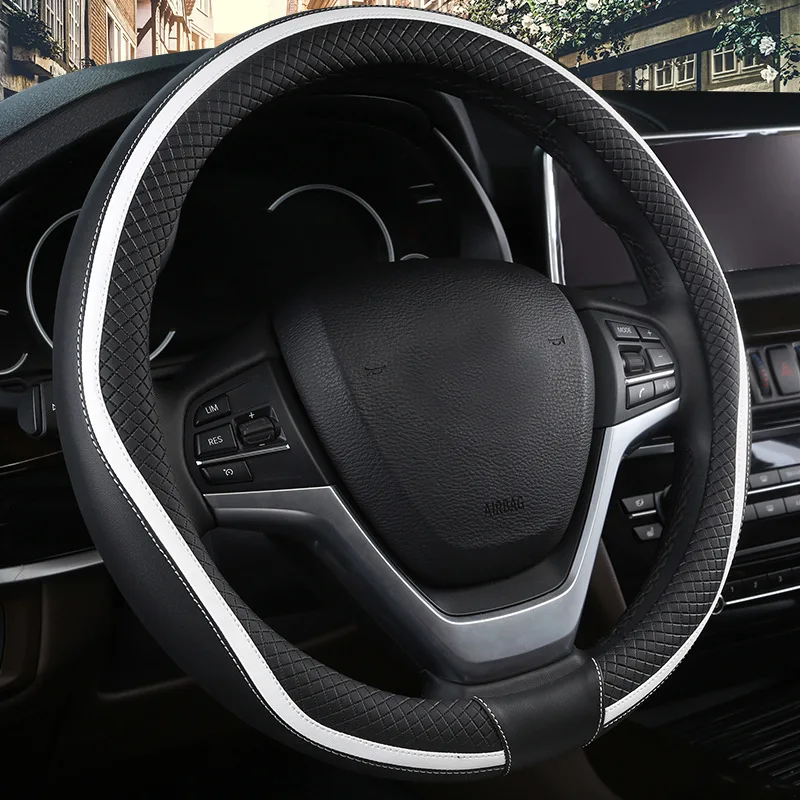 

Car Steering Wheel Cover Car Mounted Grip Cover Classic Combination of Three Color Extrasensory Leather Handfeel Breathable And