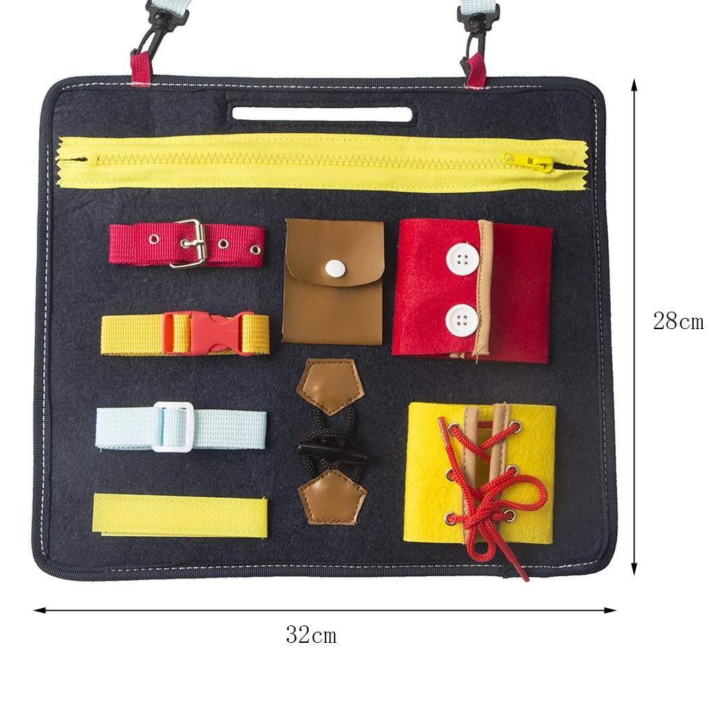 

Montessori Toys Educational Fine Motor Skills Training Learn To Dress Basic Skills Busy Board Toys for Preschool Kids