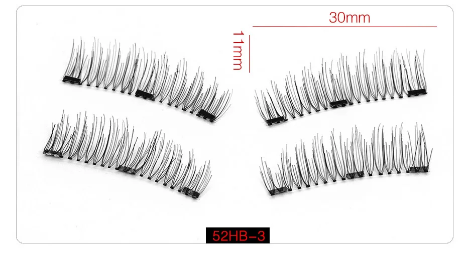 52HB-3 4 шт./пара Магнитные ресницы 3D Магнитные ресницы мягкие натуральные длинные волосы магнитные накладные ресницы на магните накладные ресницы для наращивания - Цвет: 52HB-3