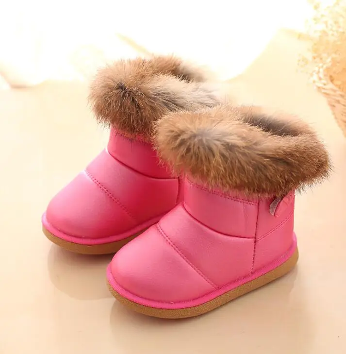 Baby Snow Boot Children Winter Shoes Fur Warm Girl Fashion Ankle Boot Kid Soft Leather Boots Baby Cotton Shoes Waterproof B160