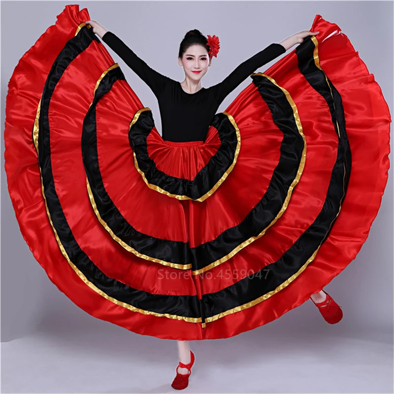 Color4 Испанский танец костюм классические Gypsy танцевальный костюм платье для фламенко для Для женщин качели юбки коррида живота Производительность 360/540/720 - Цвет: Color4