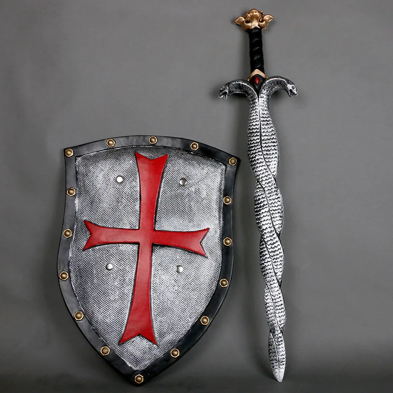 

Weapon Sword Halloween Pu Toy Shield Children 's Animation Model Film and Television Props Cross Shield Snake Sword 93CM