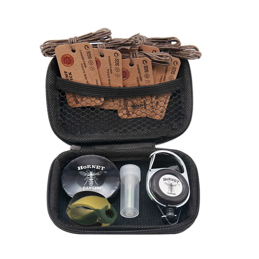 

HORNET Silicone Lighter Cover Wrapped + Metal Storage Container + Glass Mouth Tip + Silicone Cigarette Holder + 5pcs Hemp Wick
