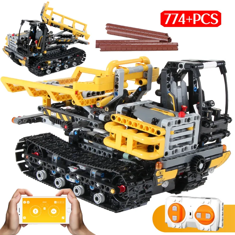 

873PCS Remote Control City Engineering Truck Forklift With App Control Building Blocks Legoing Technic RC Car Toys for Kids