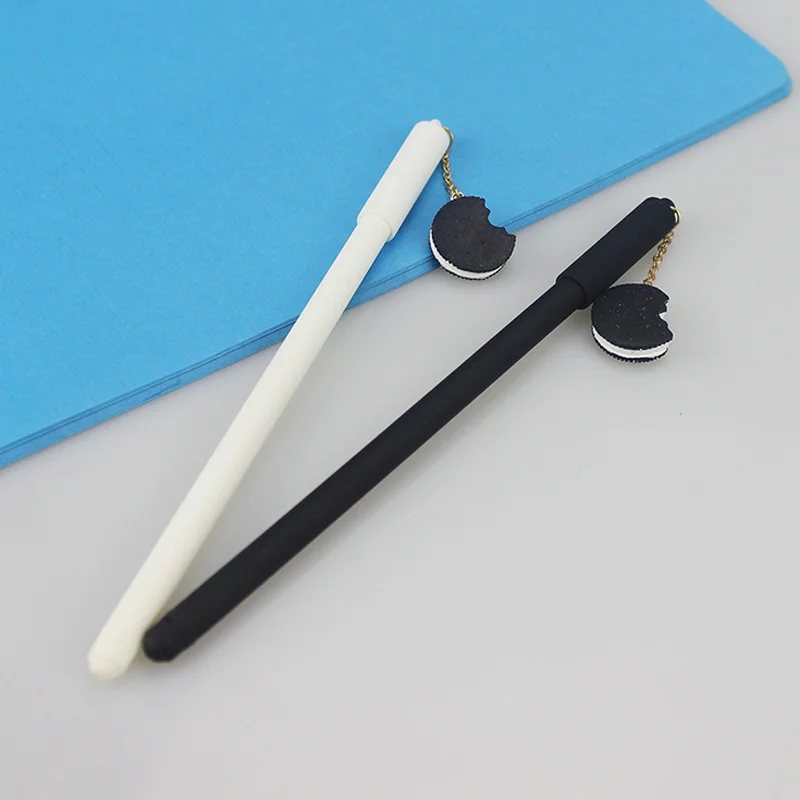 

1 Pcs Cartoon Cookie Biscuits Pendant Gel Pens Handles Stationery Gift Novel Styling Signature Pen School Office Supplies