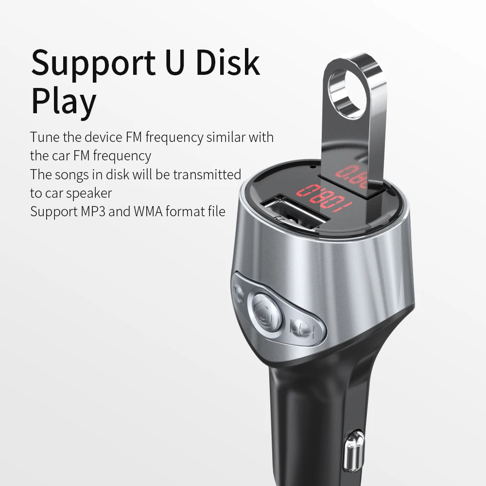 Essager USB Автомобильное зарядное устройство беспроводной Bluetooth 5,0 автомобильный комплект громкой связи fm-передатчик MP3 быстрое зарядное устройство для iPhone Xiaomi Мобильный телефон