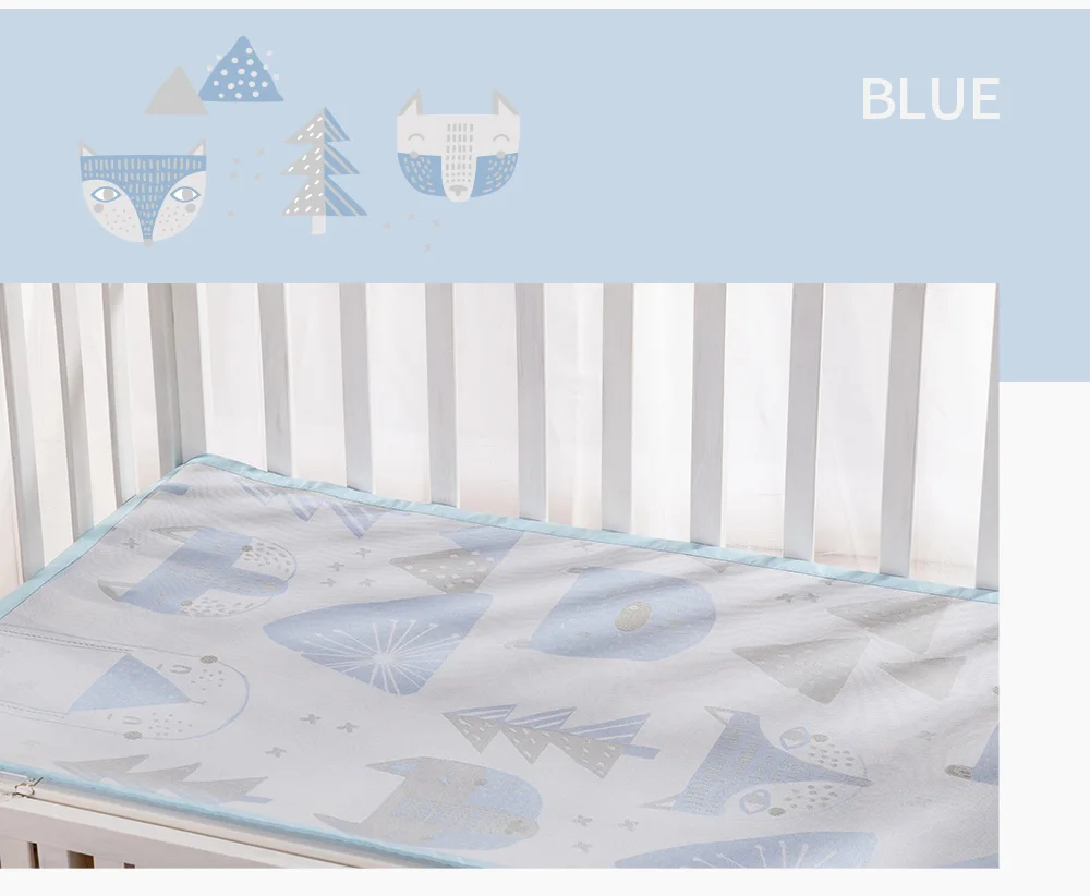 blue 140x70cm Sunveno дышащая детская простыня, ледяное шелковое волокно кровать-подушка, для лета/Горячие 74x35 см - Цвет: blue 140x70cm