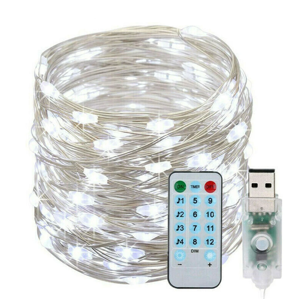Белый Кемпинг USB RGB Фея Открытый водонепроницаемый дерево подвесной светодиодный светильник вечерние Рождество Декор медный провод спальня дистанционное управление - Испускаемый цвет: Белый