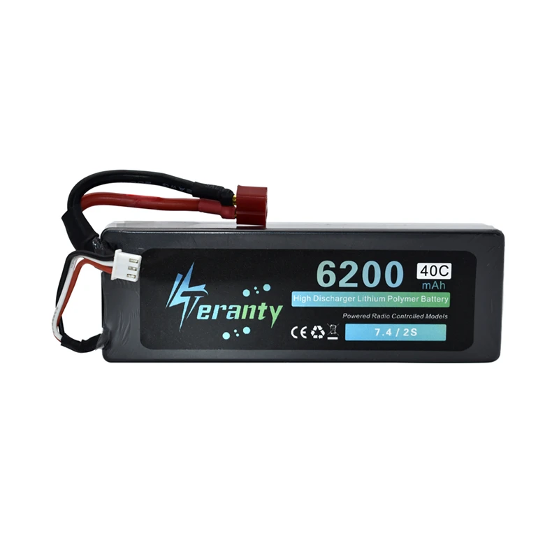 Обновленная батарея 7,4 v 6200maH 40C Lipo для радиоуправляемого квадрокоптера, автомобилей, лодки, дрона, запасные части 2s 5200mah 7,4 v, перезаряжаемая батарея 3 шт