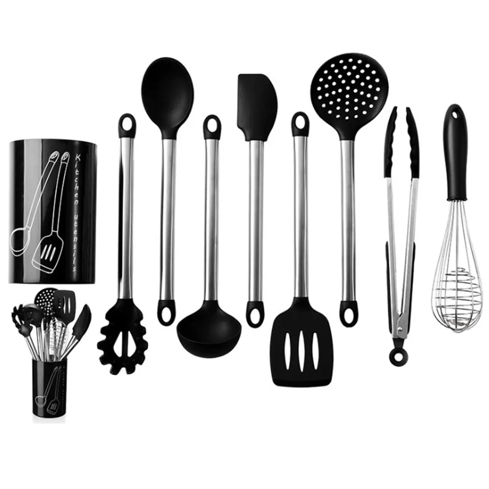 

Kitchen Silicone Non-stick Cooking Spoon Spatula Ladle Egg Beaters Utensils Dinnerware Set Cooking Tools Accessories Supplies