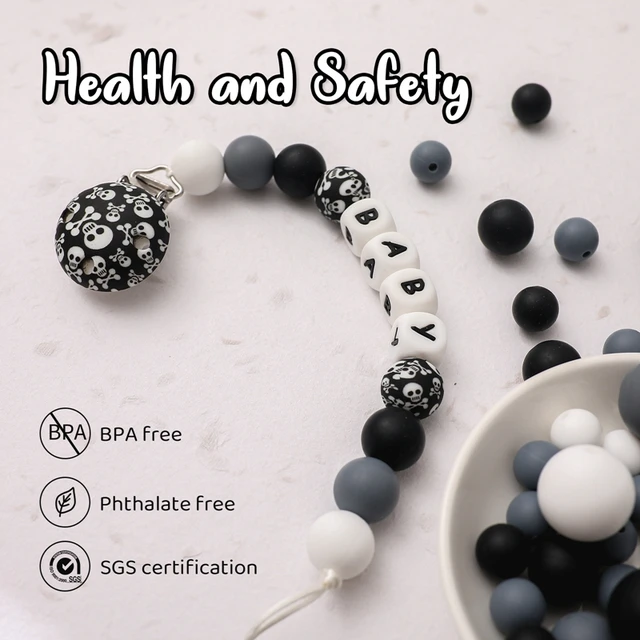 1Pcs Baby Pacifier Clip Chain Personalized Name Dummy Holder For Nipples Clips Silicone Christmas Teething Beads Toys Baby Gifts 2