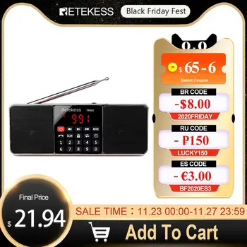 

Retekess TR602 Portable AM FM Stereo Radio Receiver with Wireless MP3 Player Speaker Support TF Card Sleep Timer