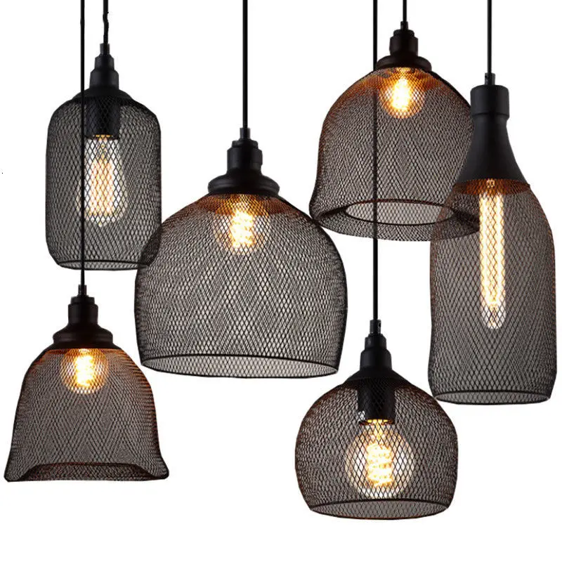 

Loft Vintage Retro Iron Reticular Ceiling Pendant Light Fixture Metal Chandelier Kitchen Dining Bar luminaire suspendu