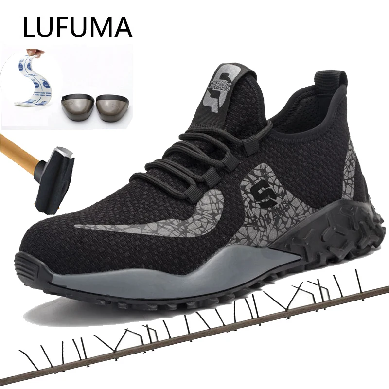 Мужская Уличная дышащая сетчатая обувь со стальным носком защитная с защитой от