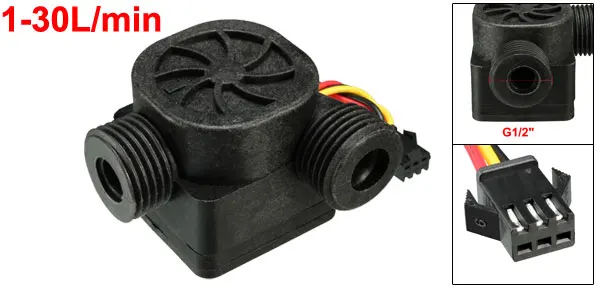 1-30L per min Uxcell 1 шт. G1/2 Холла эффект поток жидкой воды сенсор реле расхода метр капроновая оболочка DC 5 В - Цвет: 1-30L per min