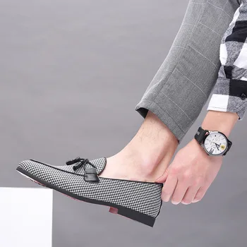 

High Quality Leather Pointed Toe Shoes Men Fashion Business Shoes Classic Wedding Slip-On Penny Casual Flat Shoes 869