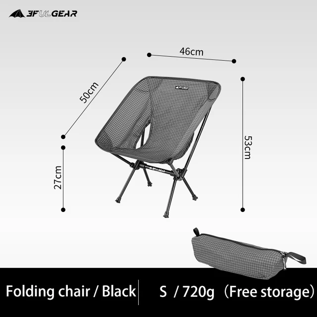 3F UL GEAR Camping Ultralight Aluminum  Folding  Fishing Beach Chair Foldable Travel  Portable Outdoor BBQ Chair S Chair Black