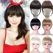 AILIADE женские натуральные аккуратные передние накладные волосы с бахромой на заколках с челкой и высокой температурой синтетические волосы черный блонд