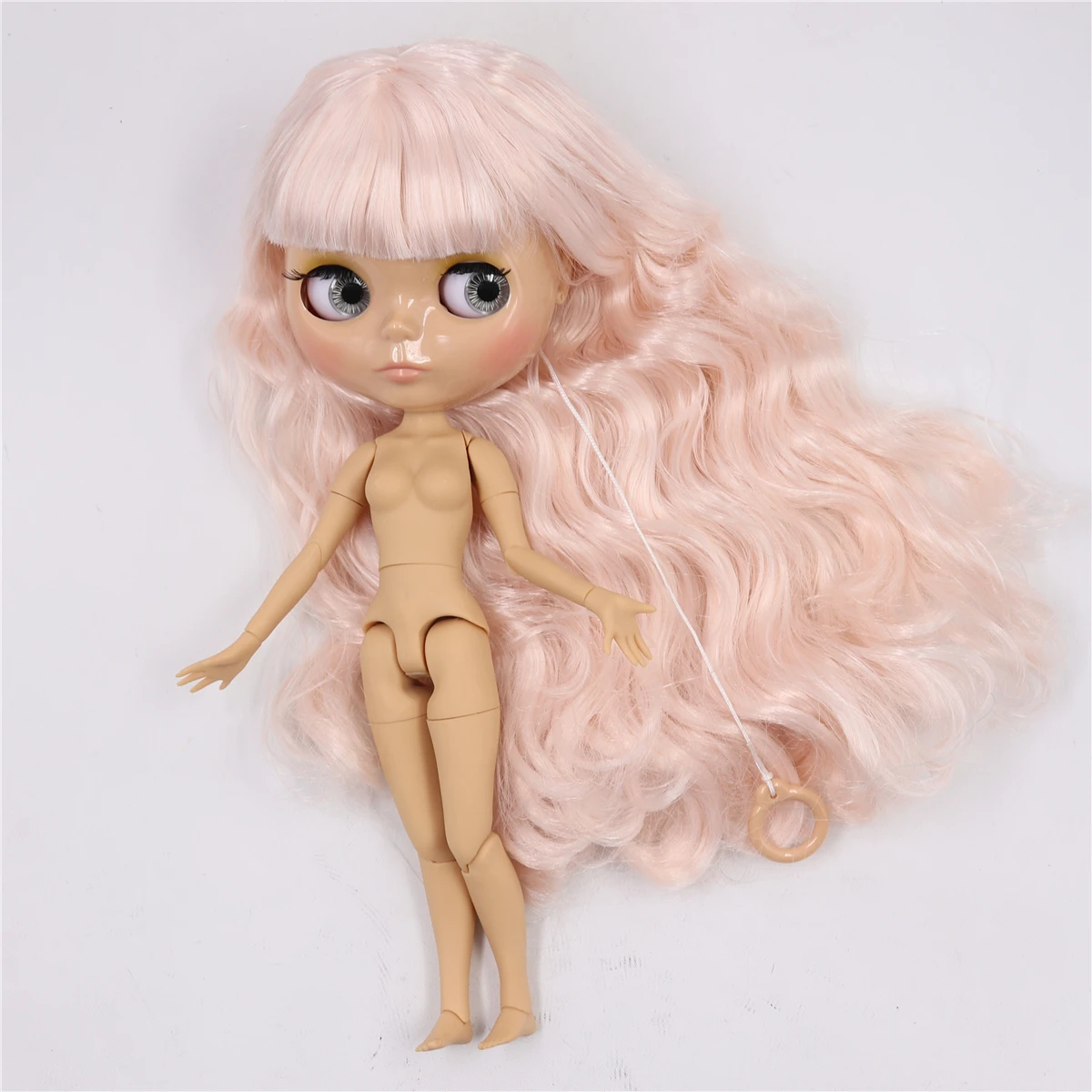 Neo Blythe Doll with Pink Hair, Tan Skin, Shiny Cute Face & Custom Jointed Body 2