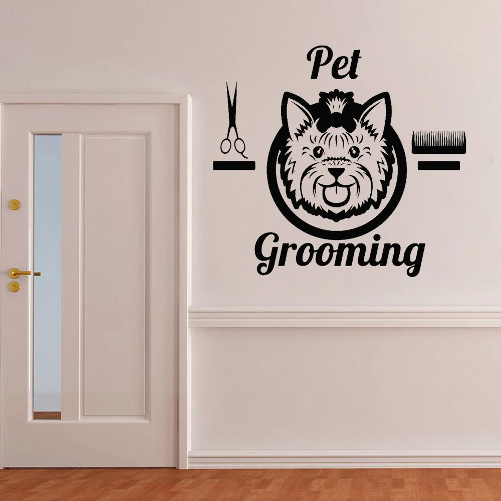 Pet Grooming Adesivo Vinile Pet Groomer Animali Salone Di Bellezza Decor Adesivi Rimovibile Pet Grooming Decorazione Porta In Vetro Z650