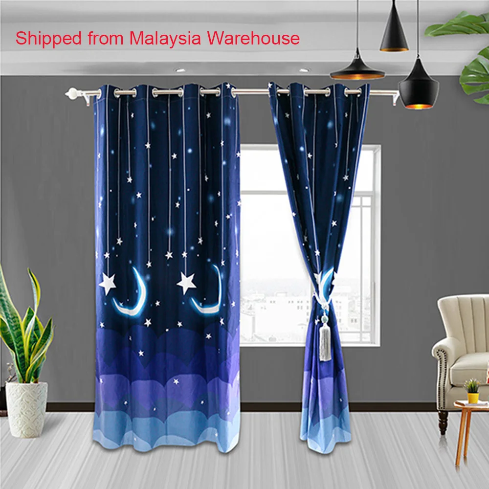 

Malaysia Warehouse Blackout Curtain for Living Room Bedroom Window Polyester Water Washable Blinds Printed Shade Drapes