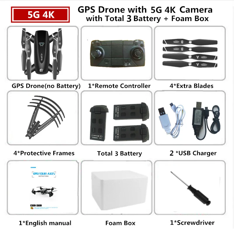 Радиоуправляемый Дрон 4K HD камера S167 gps Dynamic Follow 5G WiFi FPV 1080P Квадрокоптер Вертолет игрушка в подарок VS E58 M65 E511 SG106 F11 XS812 - Цвет: 4K-5G-Foam Box 3