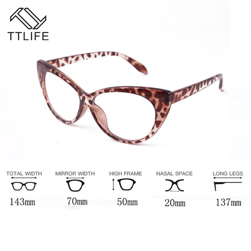 

TTLIFE Computer Glasses Anti Light Retro Cat Eye Eyewear OME Glasses Anti Radiation Glasses Clear Large Strain YJHH0283