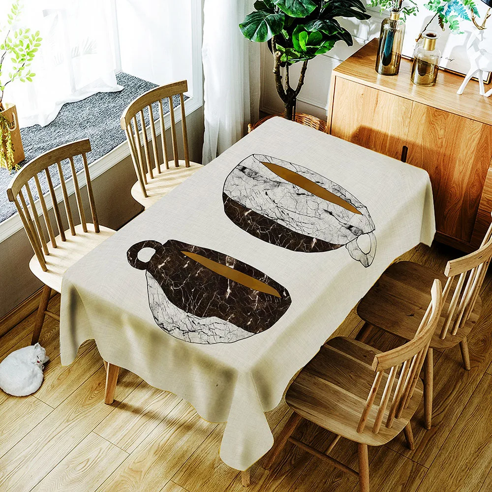 Tablecloth 3d Waterproof Table Cloth Rectangular for Dinner Home Kitchen Table Decorative Polyester Tea Table Cover