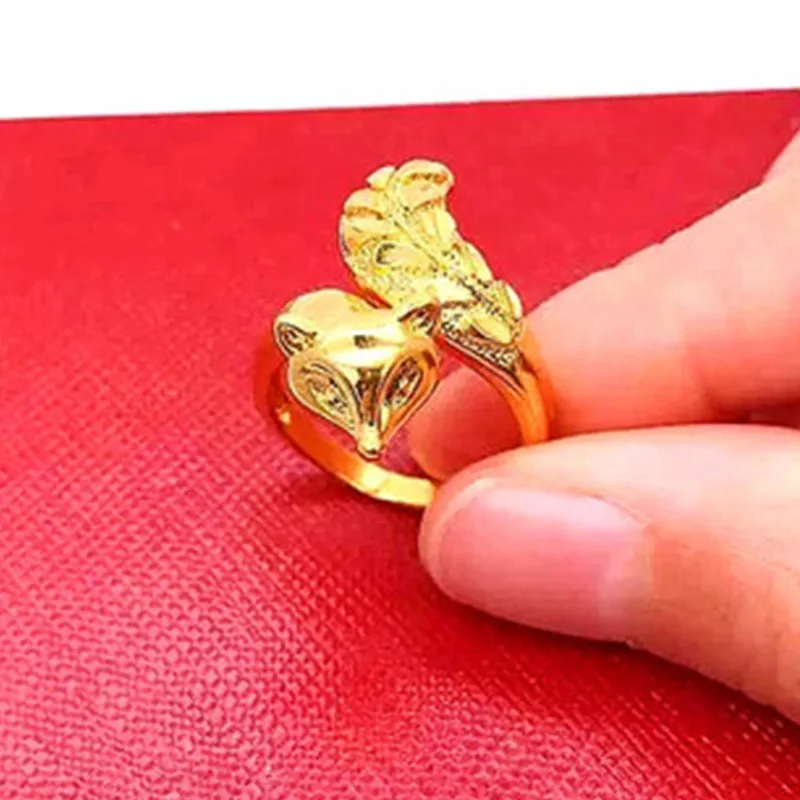 FDLK, дизайн, Роскошное винтажное вьетнамское песочное Золотое кольцо с лисой для женщин, вечерние ювелирные изделия, подарки