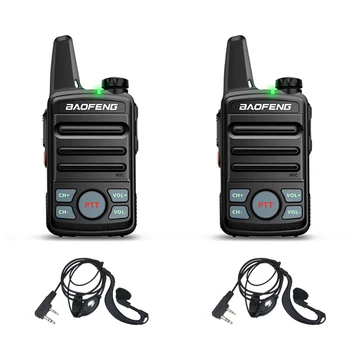 

2pcs Compact small mini walkie talkie baofeng BF-T99 Mini dual PTT UHF 400-470MHz 2W 16CH ham amateur radio w/ Earpieces