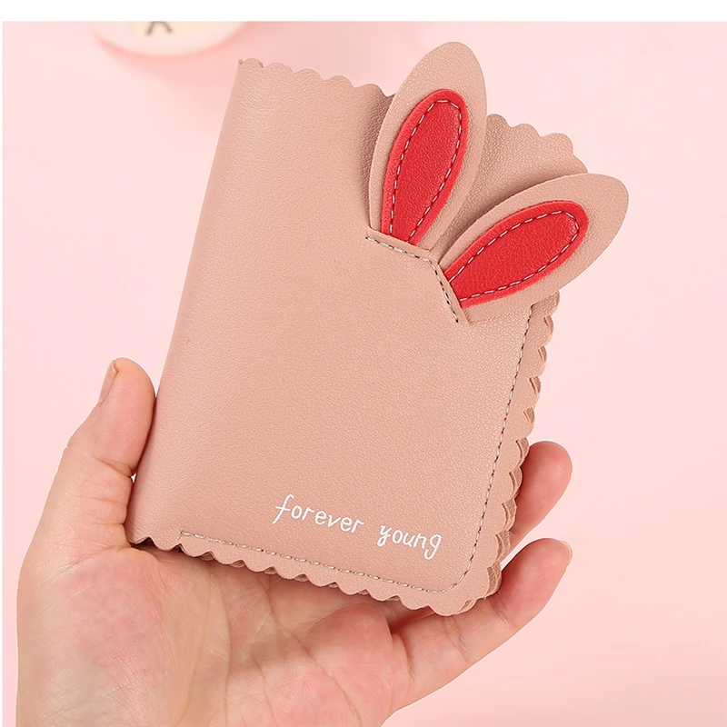 Новинка, женские кошельки Kawaii, милый кролик, держатель для карт, маленький кошелек, женский короткий дизайнерский кошелек, женский кошелек, держатель для денег