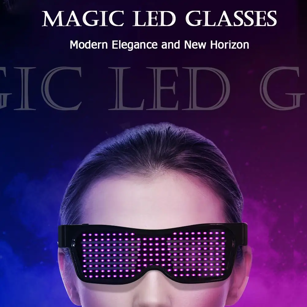 Hot USB Charge APP Control Eyeglasses Magic Bluetooth Led Party Glasses Multi-lingual Luminous Eye Glasses For Nightclub Party