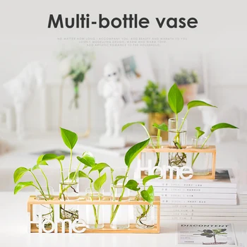 

Wood Frame for Transparent Glass Vase Holder Art Terrarium Bonsai Table Ornaments Planter Wooden Shelf Table Desktop Decor