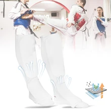 2Pcs Karate Guard Legguard Thicken Shinbone Muay Thai Sanda Leggings With Instep Sport Antiskid Shock Absorption Legging White M