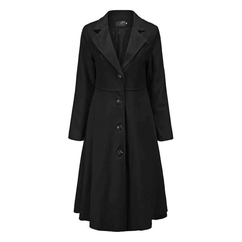 Новая женская тонкая приталенная куртка на пуговицах, осенняя и зимняя повседневная куртка с высоким холодным вентилятором, длинное шерстяное пальто