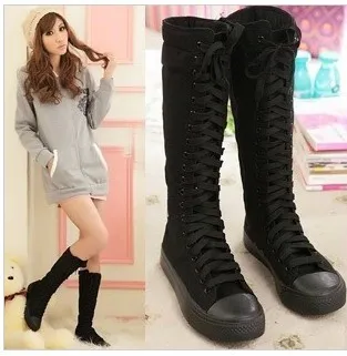 

Zip Sewing Round Toe Fringe Long Boots for Women Knee-High Casual Solid Fashion Autumn Winter Boots Low Flat With Canvas Shoes