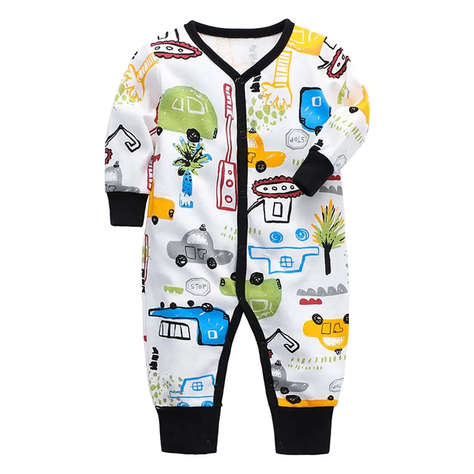 

Autumn Winter Baby Girls Rompers Cartoon Car Pattern Design Long Sleeve Baby Clothes Newborn Romper Jumpsuit Boy Clothing
