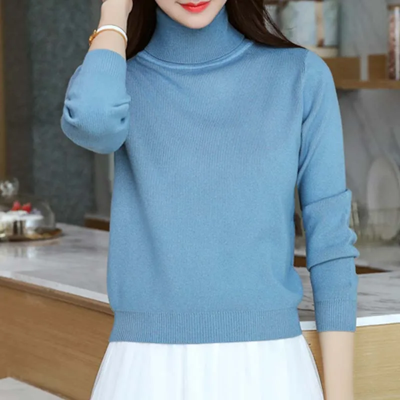 

2020 Autumn Winter Sweater Women Knitted Ribbed Pullover Sweater Long Sleeve Turtleneck Slim Jumper Soft Warm Pull Femme