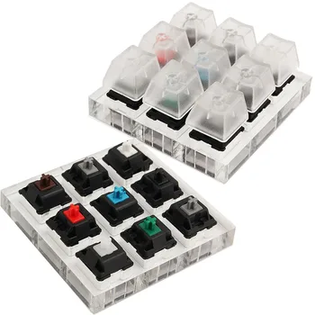 

9 Cherry MX Switches Keyboard Tester Kit Clear Keycaps Sampler PCB Mechanical Keyboard Translucent Keycaps Testing Tool