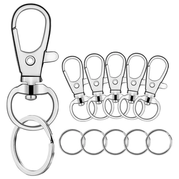 

80 Pcs Premium Swivel Snap Hooks with Key Rings,Metal Lanyard Keychain Hooks Lobster Clasps for Key Jewelry DIY Crafts