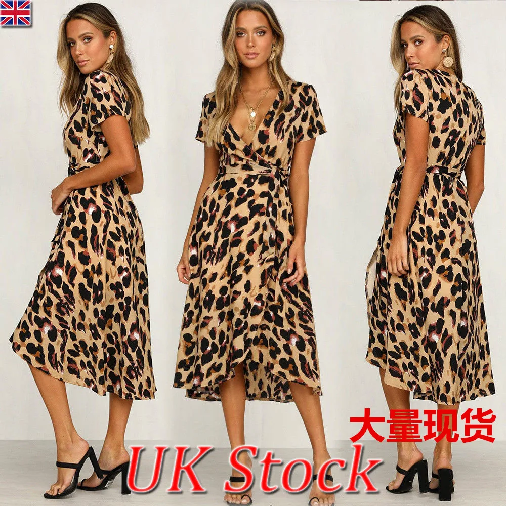 

1303 # Europe And America Hot Selling New Style Leopord Pattern Bandage Cloth Dress