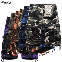 MarKyi Новые камуфляжные мужские шорты Карго длина до колена Мужские шорты в повседневном стиле хлопковые мужские военные шорты