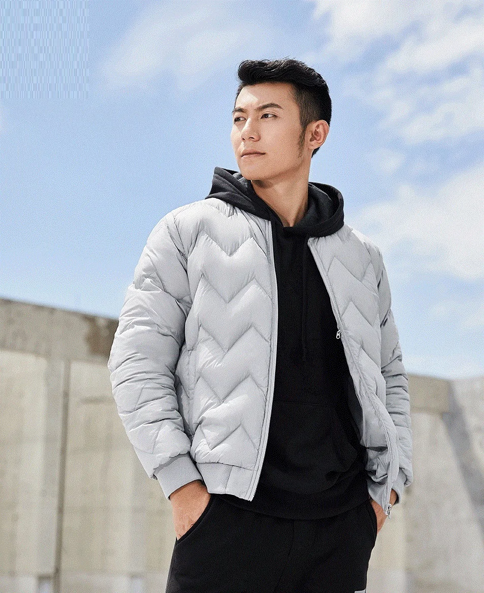Оригинальная мужская куртка на гусином пуху повседневная молнии с несколькими