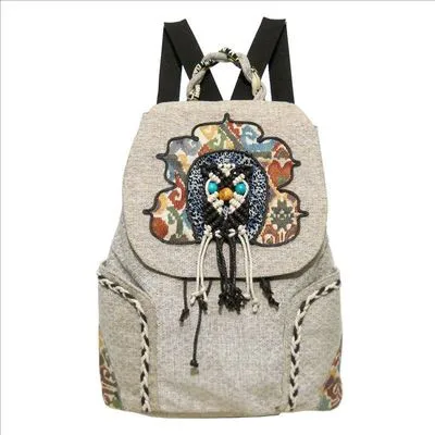 

New arrival national string appliques women shopping backrack!Hot bohemian prints lady cover backruck All-match canvas backpacks