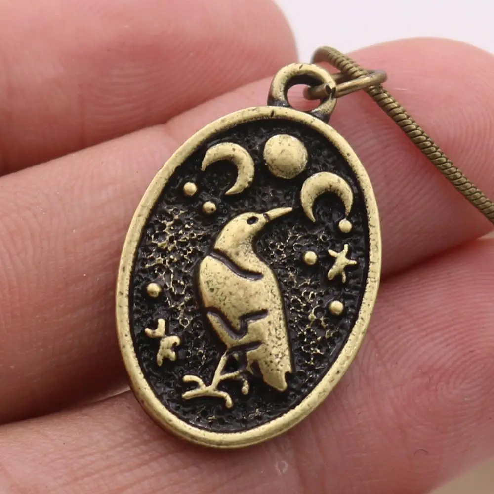 Wicca Triple Moon Goddess Viking Jewelry Odin Raven Amulet Pentagram Wiccan Pagan ожерелье для мужчин и женщин мужские