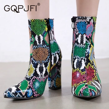 

Autumn Sexy Colorful Women's Shoes High Heels Ladies Party Ankle Boots Elegant Fashion Martin Boots Zipper Wild High Heels