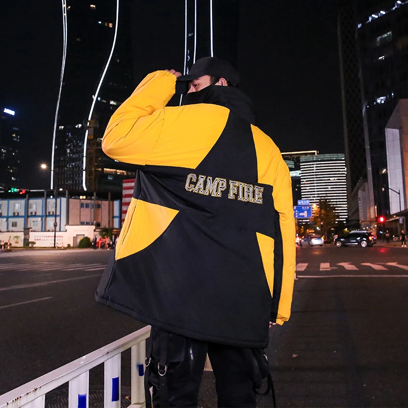 Men's jacket spring autumn Korean version trend matching sportswear color Yellow loose clothes long coat Japan Style