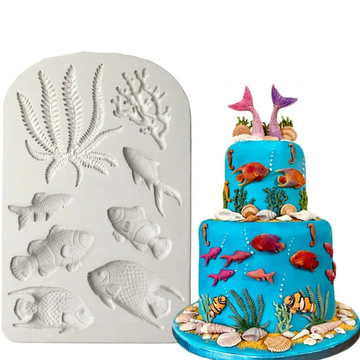 MYPRACS Set di 2 stampi in silicone a forma di tartaruga marina, per fondente, tartaruga, cioccolato, decorazione per torte, cupcake, caramelle, cioccolato, pasta di gomma, pasta polimerica