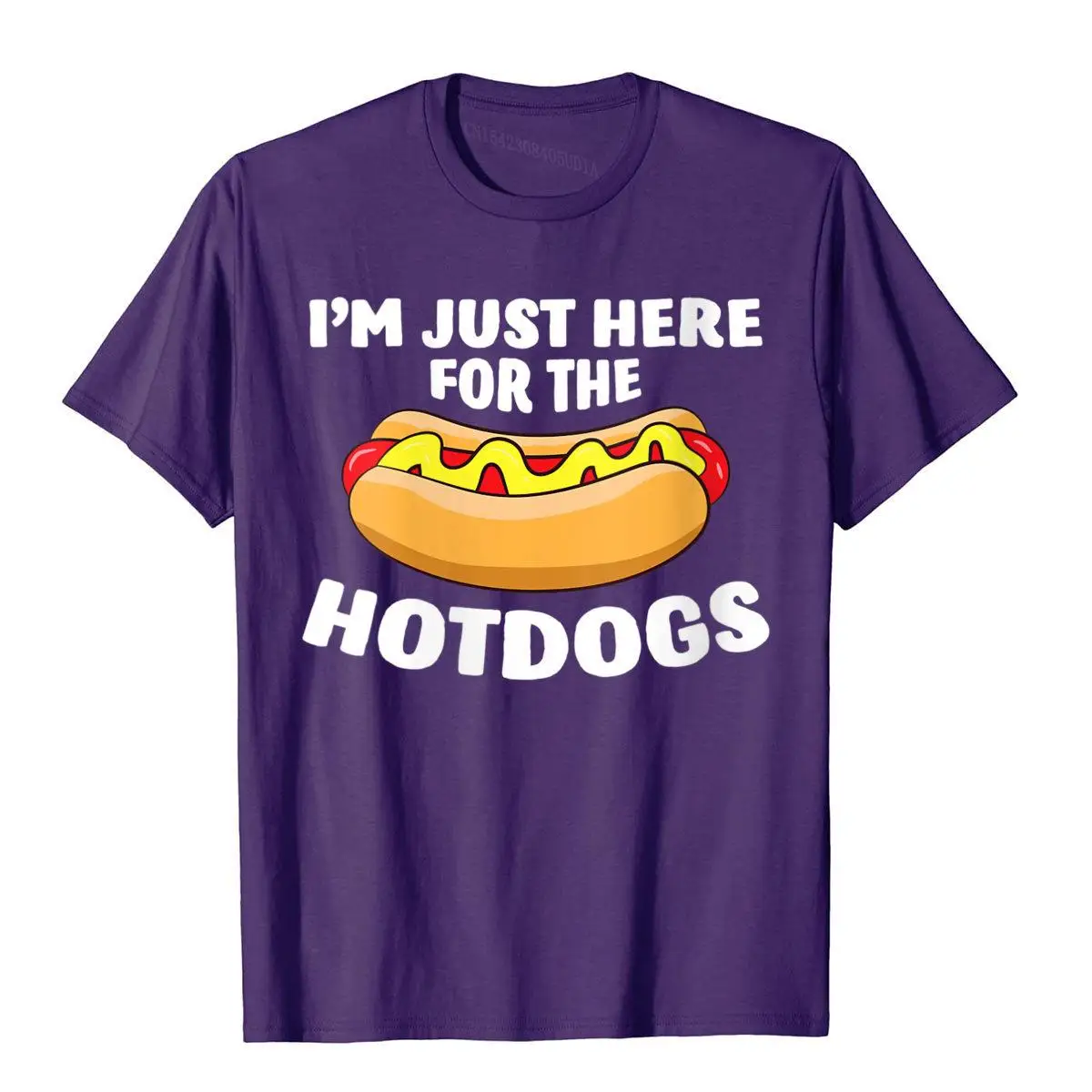 Womens Funny Hot Dog Lover I'm Just Here For The Hot Dogs V-Neck T-Shirt__B13229purple