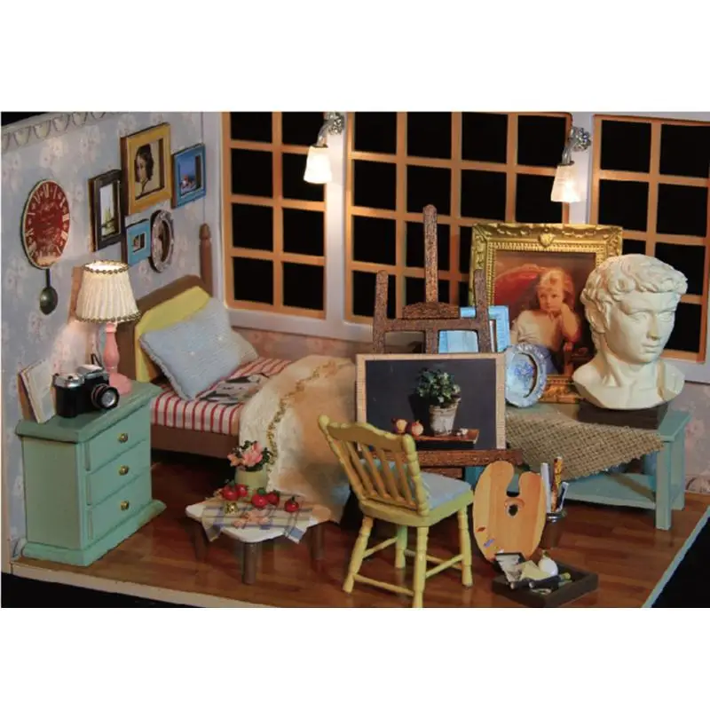 Креативный DIY 3D Деревянный Миниатюрный Кукольный Дом Музыка ручной работы светодиодный модель хижины сборные игрушки Детские подарки на день рождения С Пылезащитным покрытием